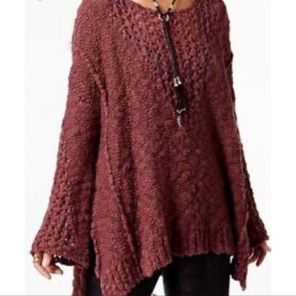 Free People- Pretty Pointelle Chunky Knit Sweater in Dusty Purple, Size XS - Picture 9 of 14